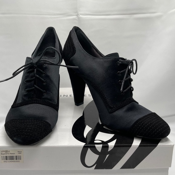NINE WEST Tenant Black Satin High Heel Lace-up Shootie Size 8.5M NIB - Picture 3 of 12